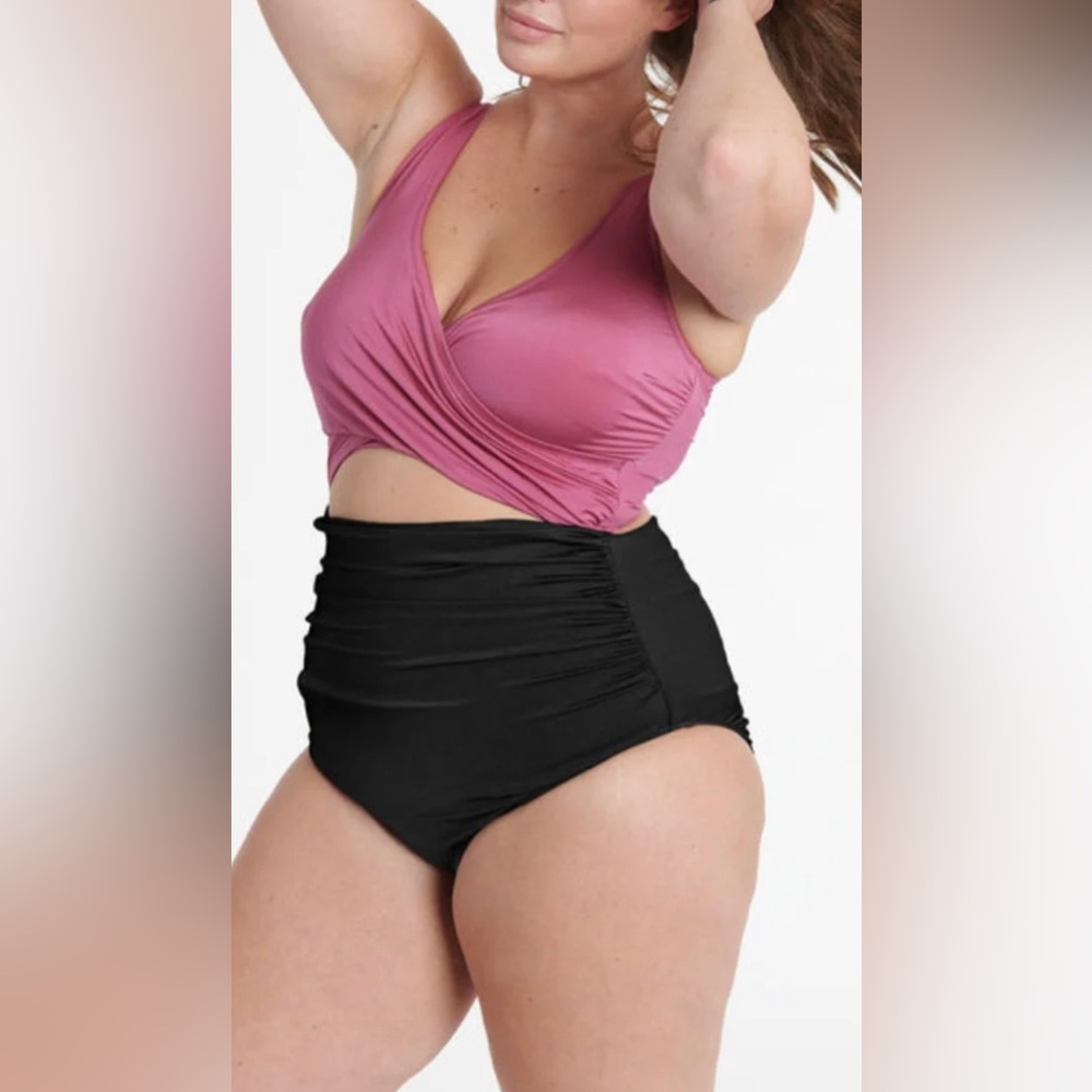 Everyday Sunday The Wrap Cutout One-Piece Swimsuit, Tulipwood, sz 3X